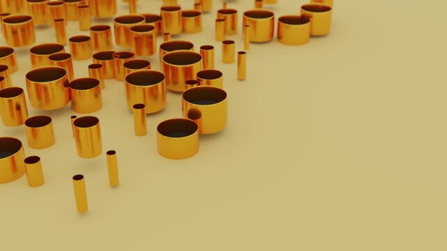 Abstract golden cylinders moving in a seamless loop