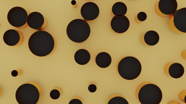 Abstract yellow background with black pulsating holes