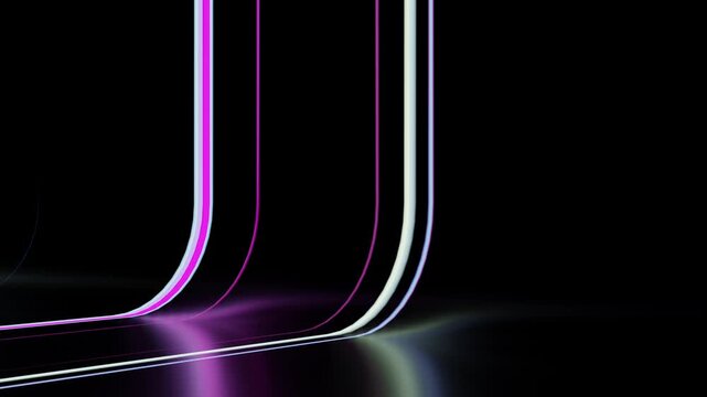 Abstract glowing neon lines flowing in animation