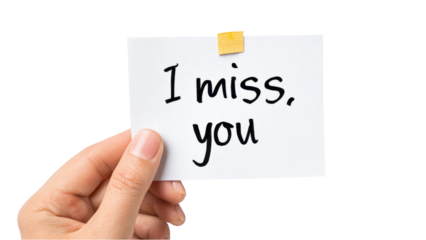 Hand Holding 'I Miss You' Note - Expressing Sentiment and Emotion