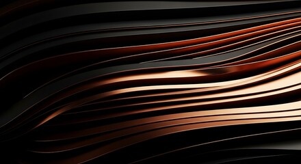 Abstract flowing lines background dark and copper waves elegant modern design