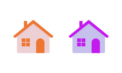 Orange Purple Home Icon Transparent PNG - Flat Minimal Style for Real Estate, Property, Print Design, Digital Branding