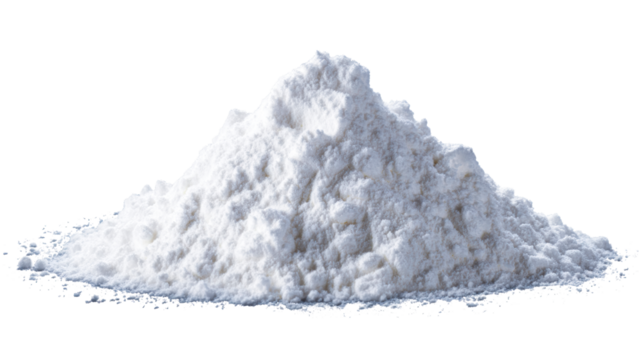 White powder pile isolated on white background