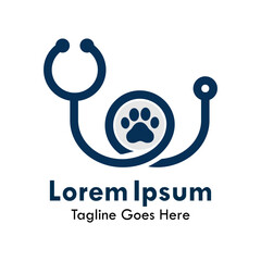 Veterinary logo concept. A stethoscope with a paw print, symbolizing animal health, pet medicine, and vet clinics. Professional medical icon for dogs and cats.