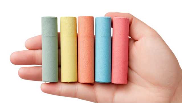 Child's Hand Holding Colorful Chalk Sticks - Creative Play