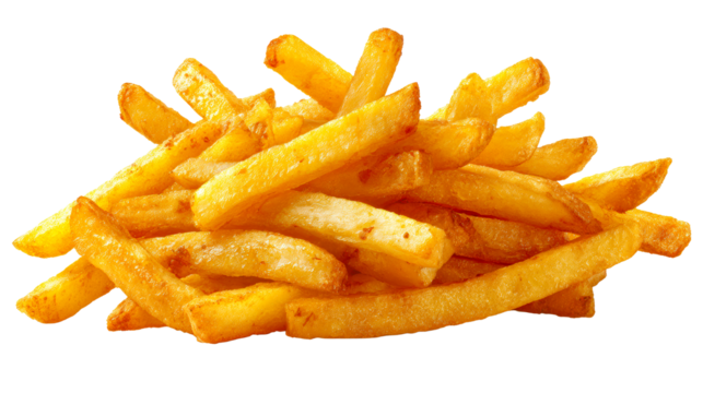 Golden fried potato sticks piled together