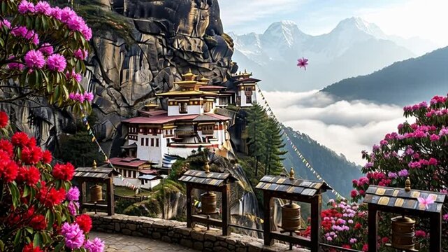 Paro Taktsang, also known as the Tiger's Nest, a prominent Himalayan Buddhist sacred site and