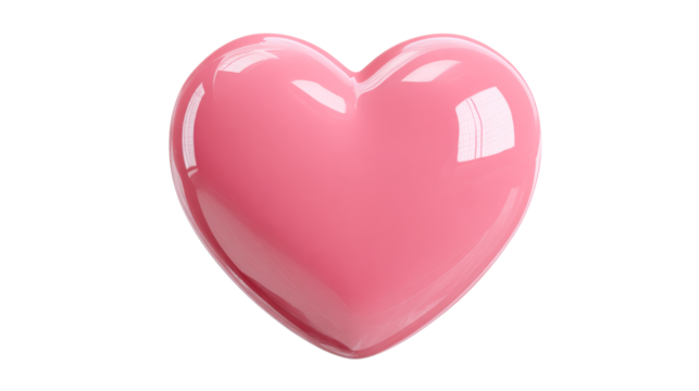 Glossy Pink Heart Shape Object Isolated