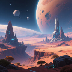 Beautiful bright cosmic landscape as a background.