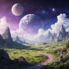 Beautiful bright cosmic landscape as a background.