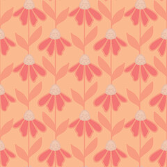 Seamless decorative pattern with daisies. Print for textile, wallpaper, covers, surface. For fashion fabric. Modern style millefleurs.