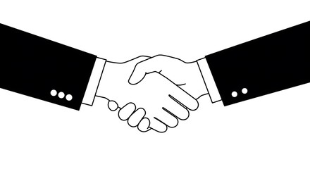 Minimalist Black and White Handshake Illustration for Business Agreement