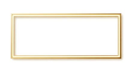 A simple, elegant, and thin golden rectangular frame isolated on a white background