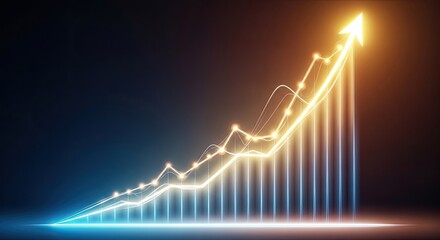 Dramatic financial growth chart showing exponential success and market leadership, perfect for illustrating investment gains and powerful performance reports