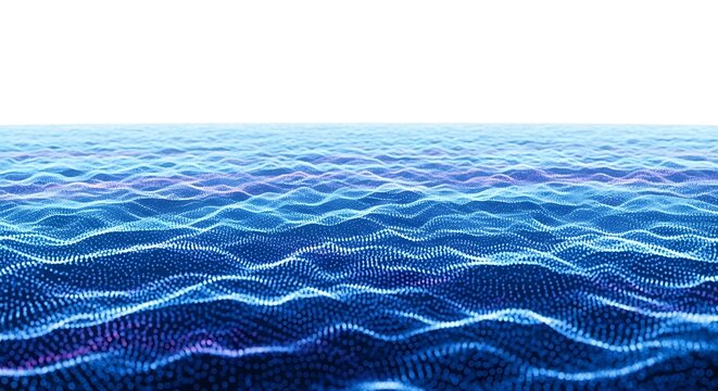Abstract digital representation of ocean waves with blue and purple light - Powered by Adobe