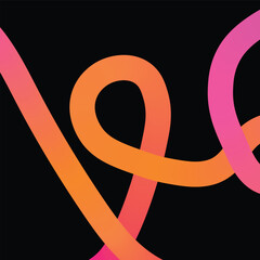 Abstract Flowing Lines Background Modern Gradient Ribbon Design on Black   Vibrant Wavy Background with Pink and Orange Colors