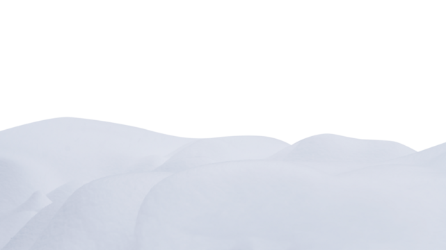 Realistic tall snowdrifts with smooth transitions. Isolated on a transparent background. PNG
