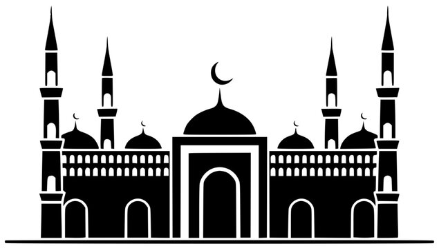 islamic illustration mosque silhouette arabic logo islam icon ramadan outline culture muslim religious holy architecture arab art religion crescent shape for vector graphic background