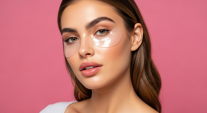 Radiant Young Woman with Hydrating Under-Eye Patches for Trendy Skincare and Self-Care Routine