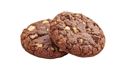 Chocolate chip nut cookies isolated on a transparent background