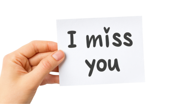 "I Miss You" Note Held in Hand - Longing, Affection, and Relationships