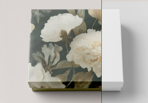 Square Box Mockup with Fabric Texture