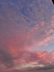 Pink sky with clouds