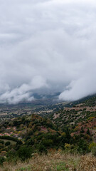 Misty Mountain Valley on an Overcast Day in Greece