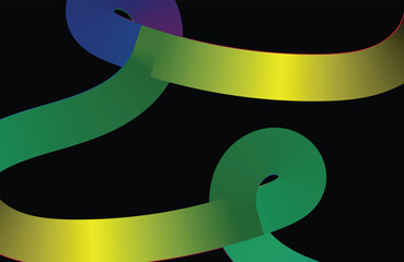 Abstract Green and Blue Gradient Ribbon Background  Vibrant Wavy Lines on Black Abstract Backdrop  Modern Fluid Design with Cool Tones