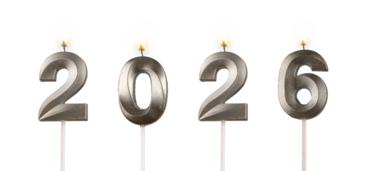 2026 number candles burning gently, symbolizing festive atmosphere, joy, and anticipation of New