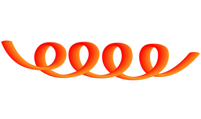 Vibrant Orange 3D Spiral Ribbon Curve on transparent Background – Abstract Twisting Shape Design