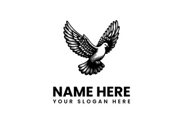 Elegant Flying Dove Vector Illustration Logo Design Representing Peace, Freedom, and Hope, Perfect for Branding and Identity Projects with a Timeless Aesthetic