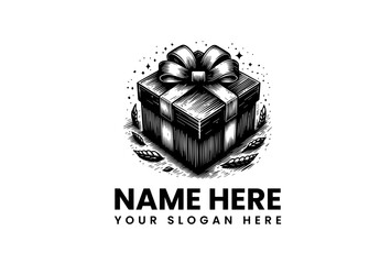 Festive gift box with ribbon and leaves, perfect for celebrations and special occasions