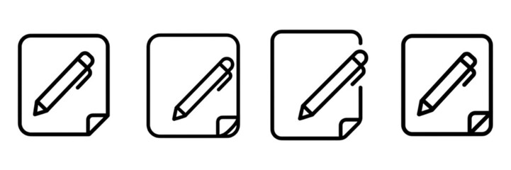 Document Edit, Writing, and Note-Taking Outline Vector Icon Set
