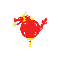 Red dragon lantern floats against a white backdrop, symbolizing prosperity and good fortune for the Chinese New Year celebration.