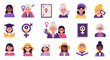Diverse Women Celebrating International Women's Day with Symbols of Empowerment and Achievement