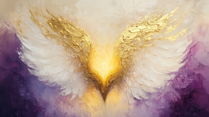 Golden Angel Wings Light Heart Abstract Artistic Background