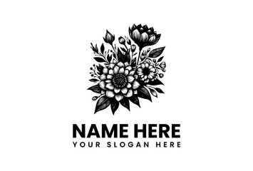 Fototapeta premium Elegant Floral Logo Design Customizable Flower Bouquet for Business Branding & Creative Projects