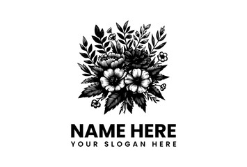 Exquisite Floral Emblem Design with Customizable Text Placeholder, Ideal for Branding and Identity