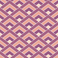 geometric chevron pattern in mauve, peach, and cream with white lines