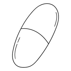 Hand-drawn doodle pill capsule on a white background.