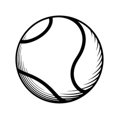 Hand drawn tennis ball line art sport equipment illustration