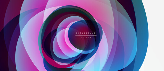 Abstract concentric layers, vibrant colors blend. Modern design, dynamic composition, elegant visual effect. Smooth gradients create depth.