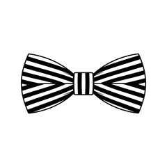 Striped bow tie vector icon black and white fashion accessory