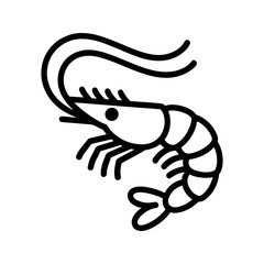 Shrimp line icon vector symbol. Seafood logo illustration.