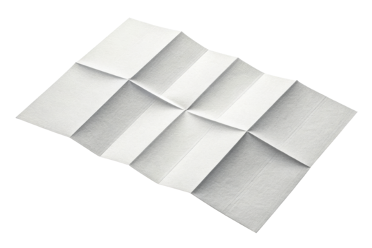 Folded Paper Object with Textured Surface and Shadows