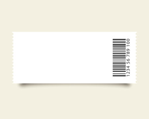 Empty classic ticket template isolated. Blank ticket mockup for entrance to the concert
