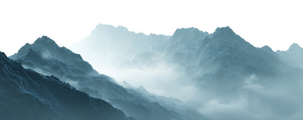 Fototapeta premium Majestic Mountain Range in Misty Blue Tones Capturing Natural Landscape