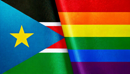 レインボーフラッグと南スーダンの国旗(Pride Flag & South Sudan flag.)
