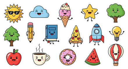 Cheerful and whimsical cartoon characters illustration perfect for educational materials or cute